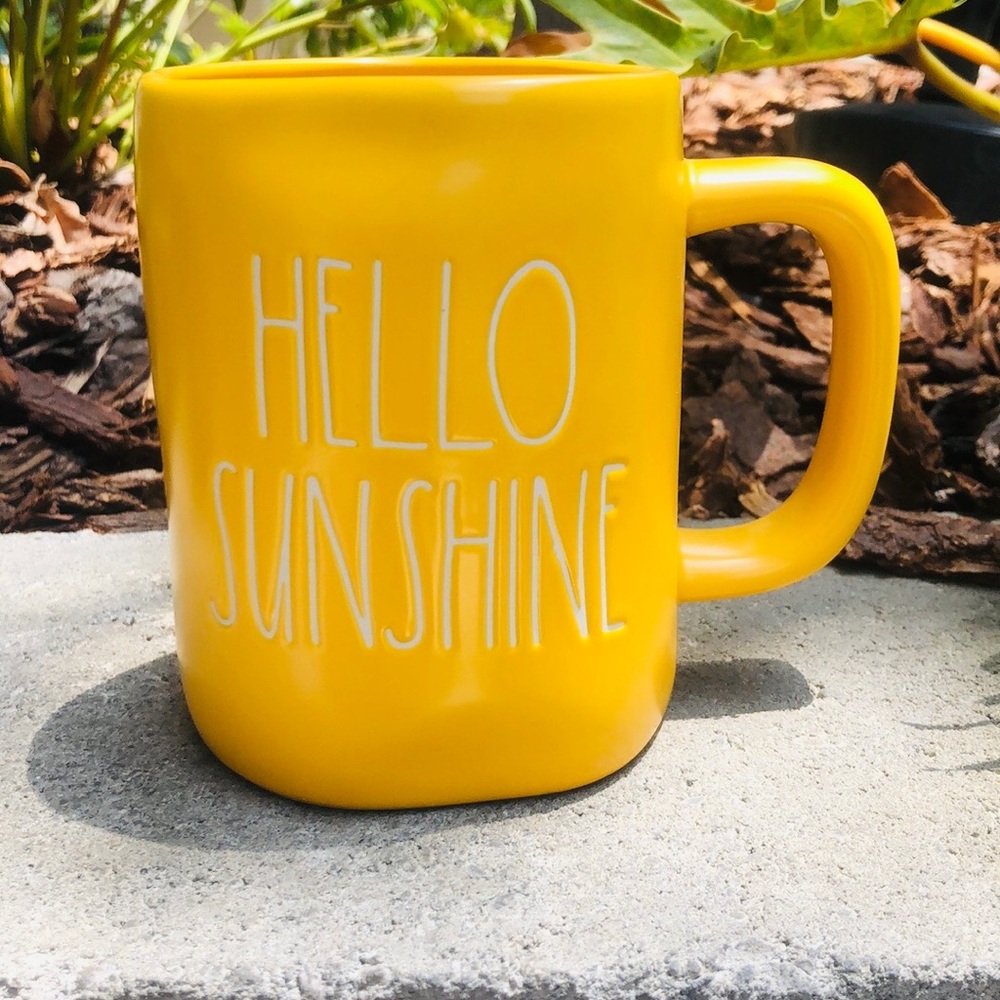 Vibrant Matte Yellow Rae Dunn HELLO SUNSHINE Mug
